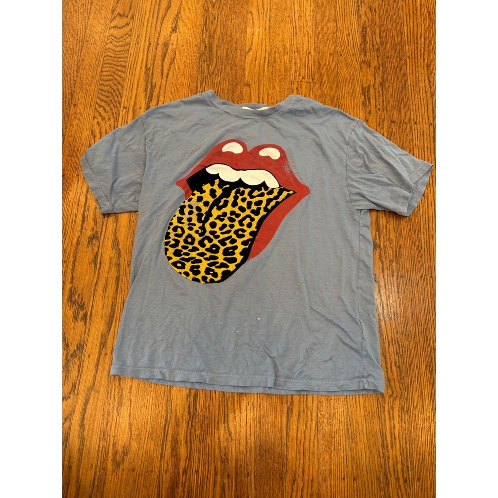 Daydreamer x Free People Rolling Stones Flocked Leopard Band Tee S